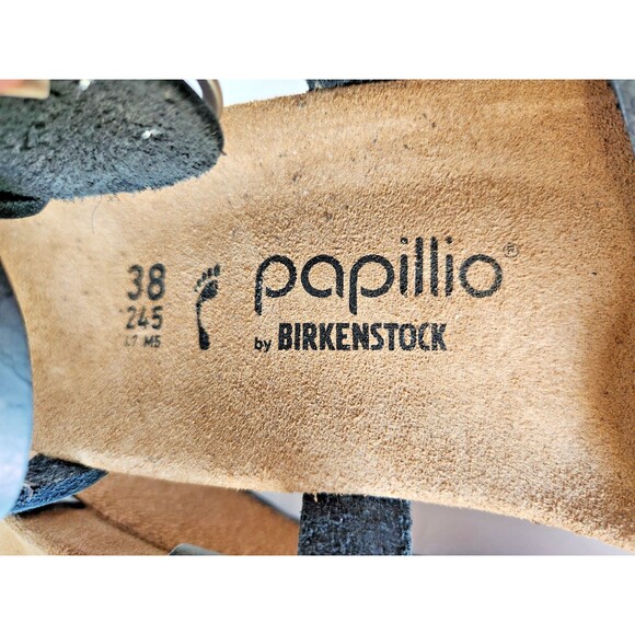 Papillio Birkenstock Sibyl Nubuck Wedge Sandals 38 US 7.5-8 Metallic Black - Picture 14 of 16